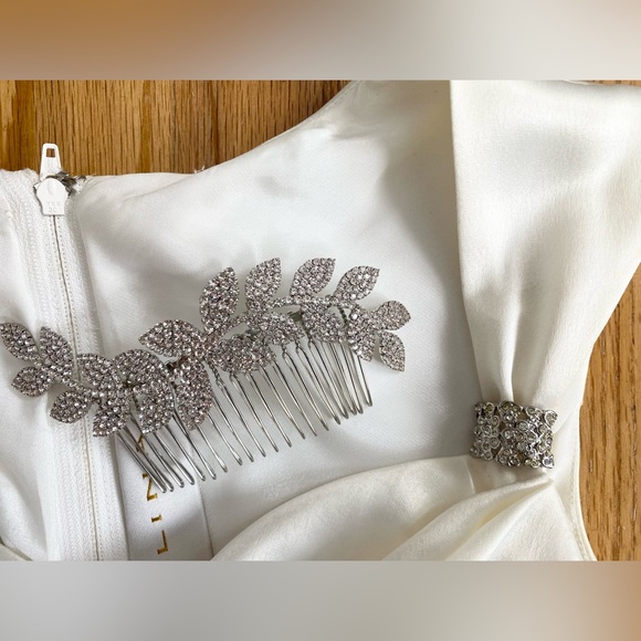 Vintage 90s Mermaid Dress Set *Size 2* GALINA Ivory Liquid Satin Sheath Gown - Picture 4 of 8